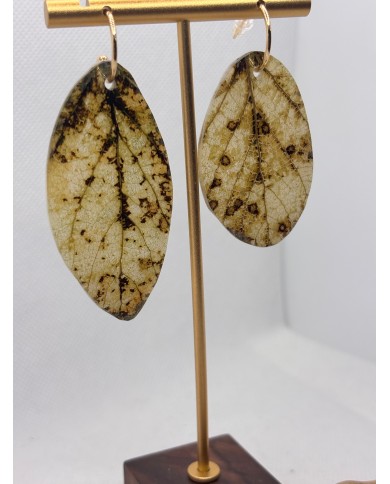 PENDIENTES ARTESANOS DE HOJA NATURAL ESQUELETIZADA