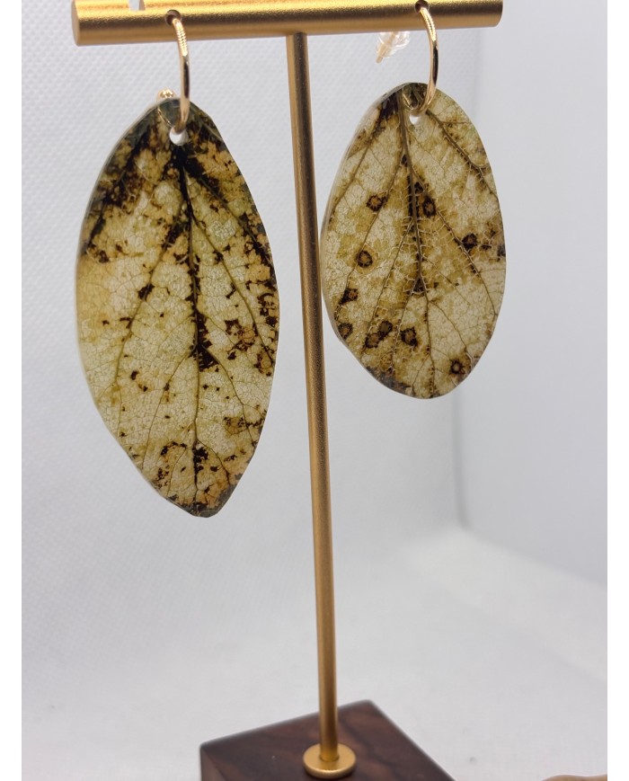 PENDIENTES ARTESANOS DE HOJA NATURAL ESQUELETIZADA