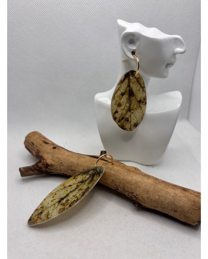 PENDIENTES ARTESANOS DE HOJA NATURAL ESQUELETIZADA