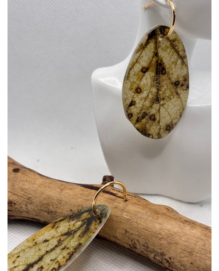 PENDIENTES ARTESANOS DE HOJA NATURAL ESQUELETIZADA