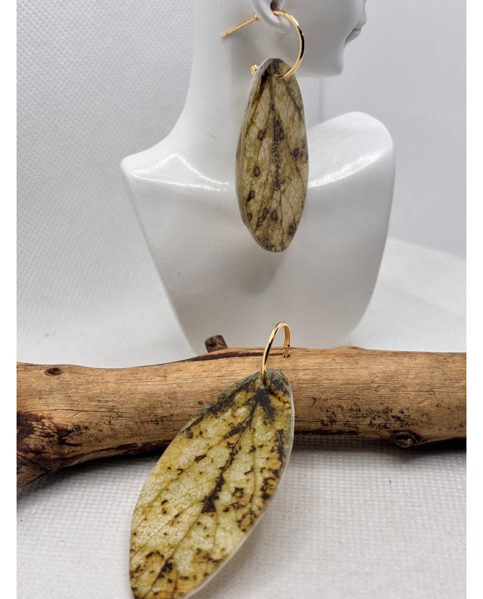 PENDIENTES ARTESANOS DE HOJA NATURAL ESQUELETIZADA