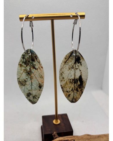 PENDIENTES ARTESANOS DE HOJA NATURAL ESQUELETIZADA