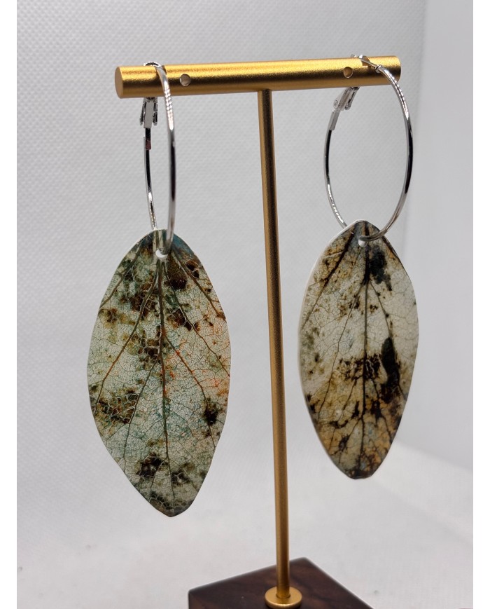 PENDIENTES ARTESANOS DE HOJA NATURAL ESQUELETIZADA