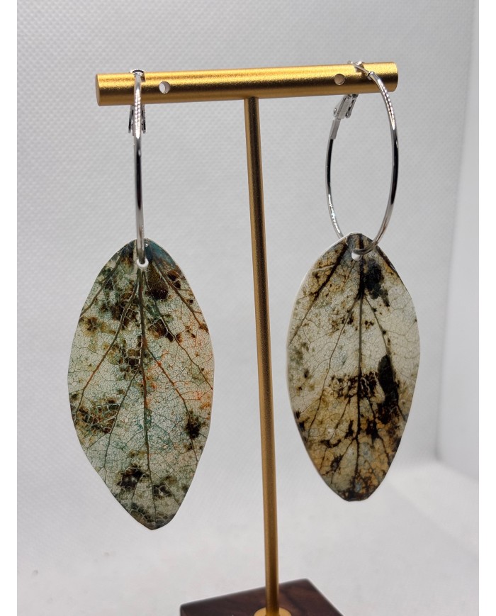 PENDIENTES ARTESANOS DE HOJA NATURAL ESQUELETIZADA