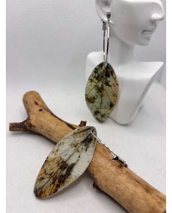 PENDIENTES ARTESANOS DE HOJA NATURAL ESQUELETIZADA