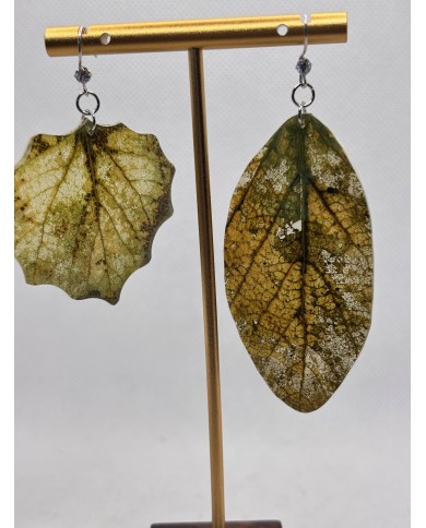 PENDIENTES ARTESANOS DE HOJA NATURAL ESQUELETIZADA