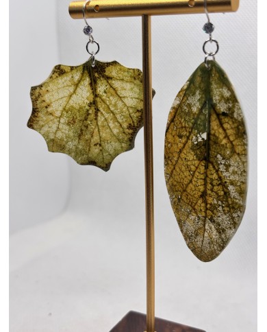 PENDIENTES ARTESANOS DE HOJA NATURAL ESQUELETIZADA