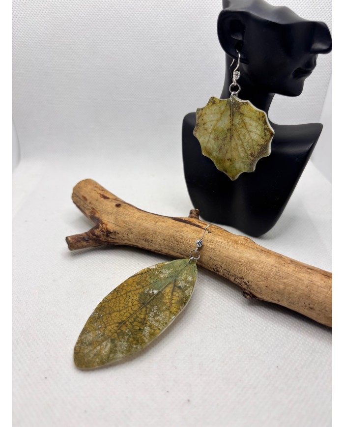 PENDIENTES ARTESANOS DE HOJA NATURAL ESQUELETIZADA