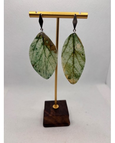 PENDIENTES ARTESANOS DE HOJA NATURAL ESQUELETIZADA