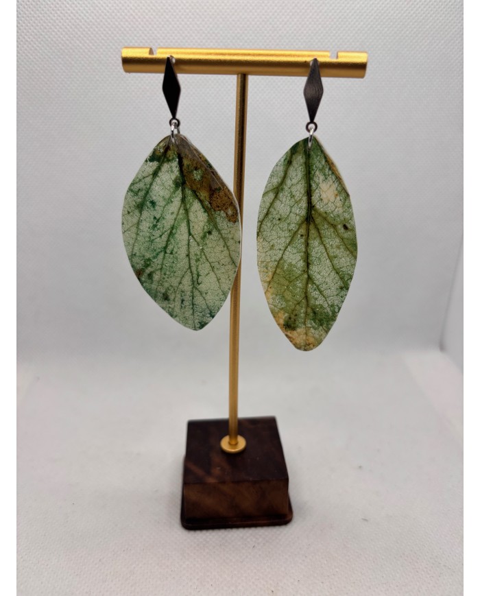 PENDIENTES ARTESANOS DE HOJA NATURAL ESQUELETIZADA