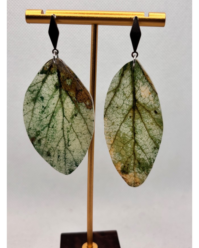 PENDIENTES ARTESANOS DE HOJA NATURAL ESQUELETIZADA