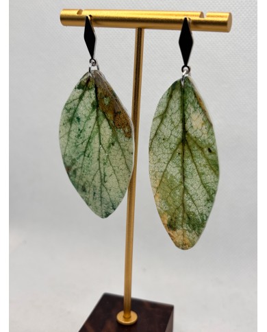 PENDIENTES ARTESANOS DE HOJA NATURAL ESQUELETIZADA