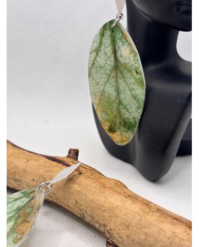 PENDIENTES ARTESANOS DE HOJA NATURAL ESQUELETIZADA
