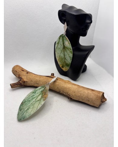 PENDIENTES ARTESANOS DE HOJA NATURAL ESQUELETIZADA