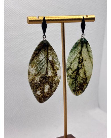 PENDIENTES ARTESANOS DE HOJA NATURAL ESQUELETIZADA