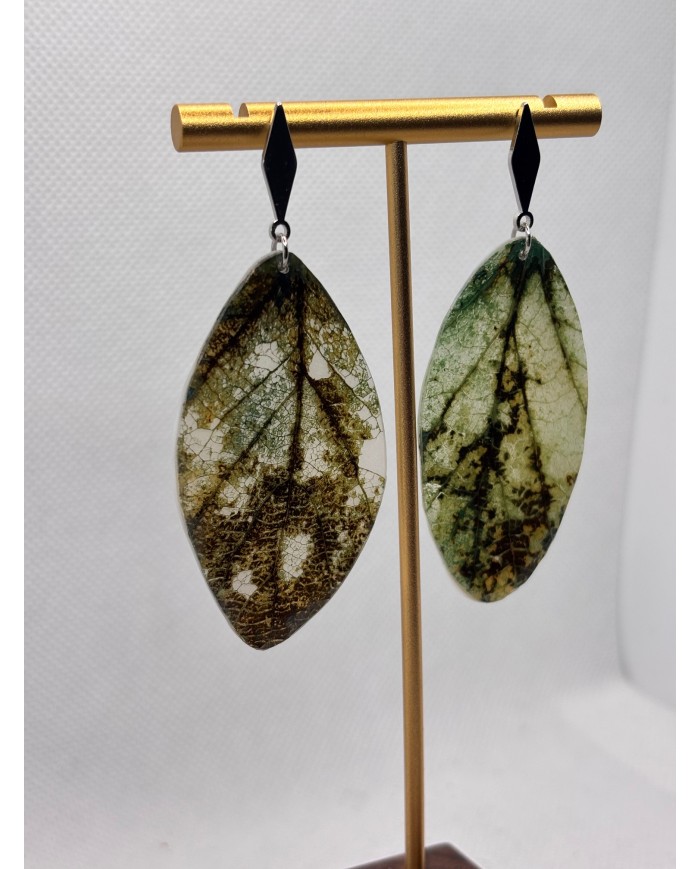 PENDIENTES ARTESANOS DE HOJA NATURAL ESQUELETIZADA