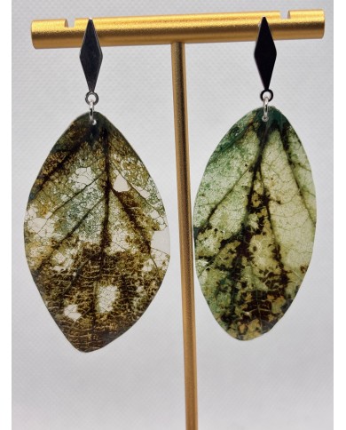 PENDIENTES ARTESANOS DE HOJA NATURAL ESQUELETIZADA