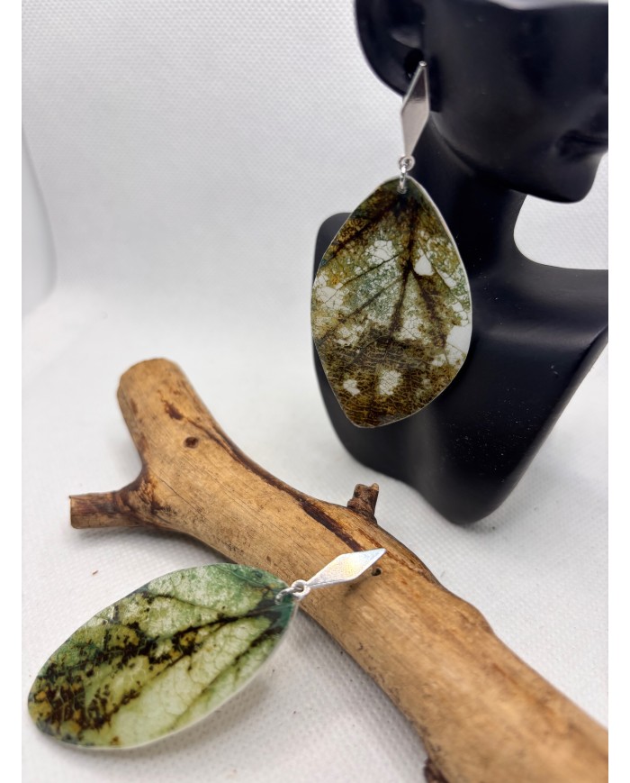 PENDIENTES ARTESANOS DE HOJA NATURAL ESQUELETIZADA
