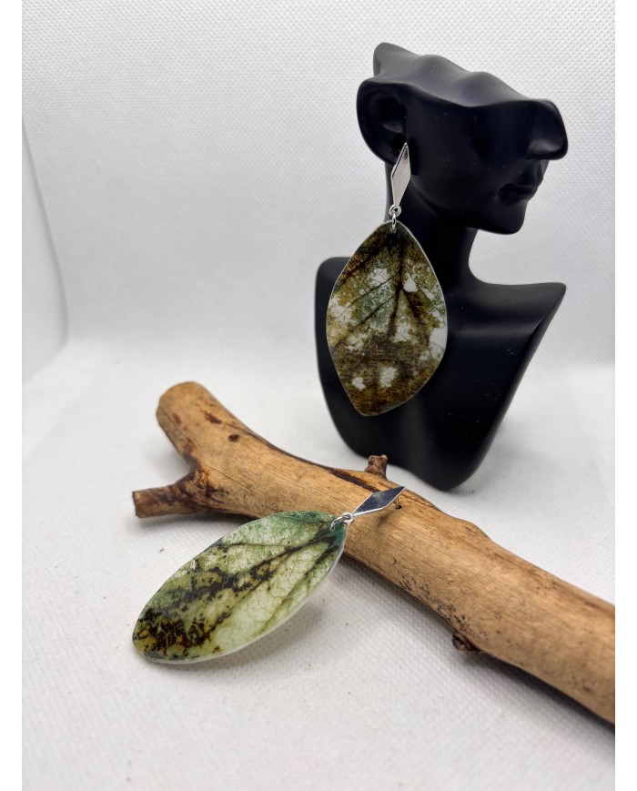 PENDIENTES ARTESANOS DE HOJA NATURAL ESQUELETIZADA