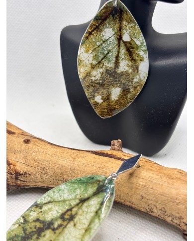 PENDIENTES ARTESANOS DE HOJA NATURAL ESQUELETIZADA