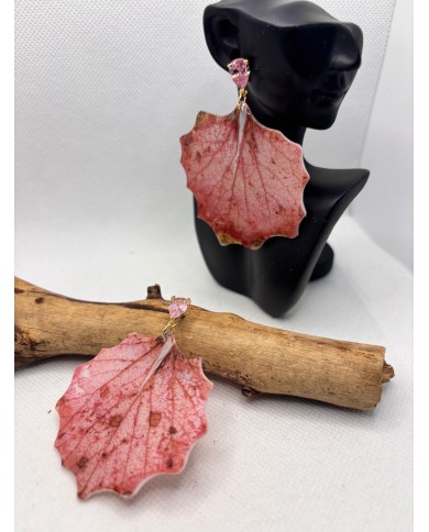 PENDIENTES ARTESANOS DE HOJA NATURAL ESQUELETIZADA