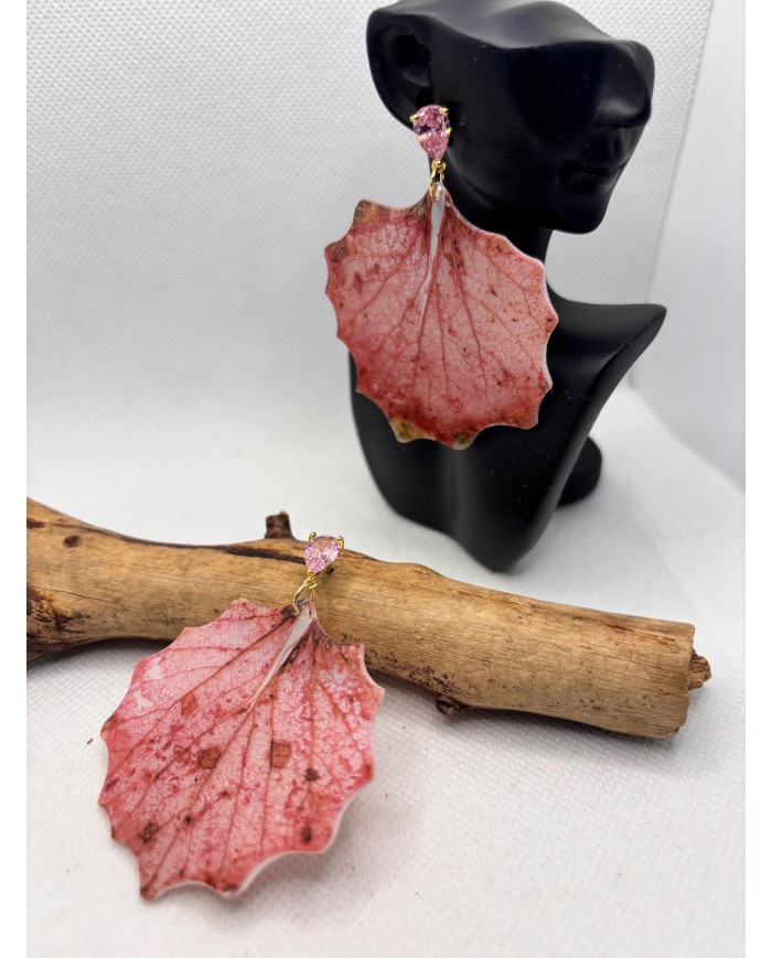 PENDIENTES ARTESANOS DE HOJA NATURAL ESQUELETIZADA