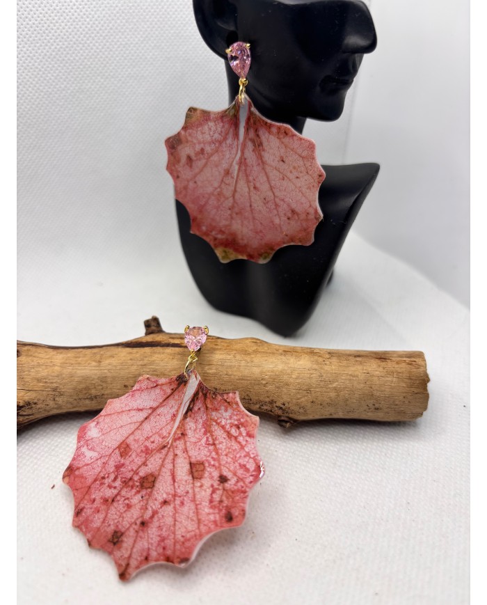 PENDIENTES ARTESANOS DE HOJA NATURAL ESQUELETIZADA
