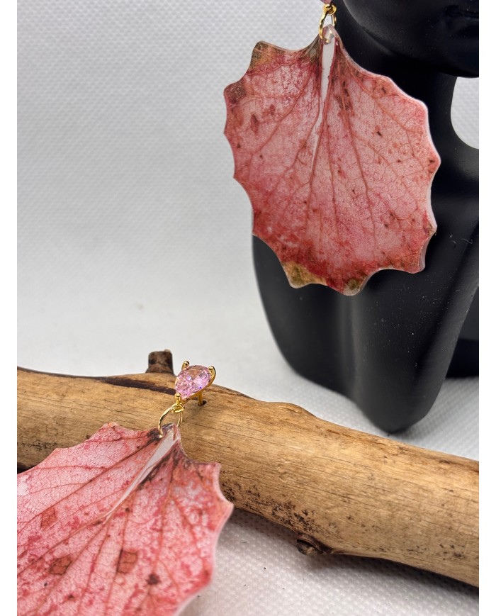 PENDIENTES ARTESANOS DE HOJA NATURAL ESQUELETIZADA