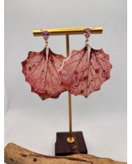 PENDIENTES ARTESANOS DE HOJA NATURAL ESQUELETIZADA