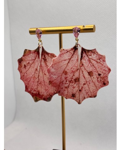 PENDIENTES ARTESANOS DE HOJA NATURAL ESQUELETIZADA