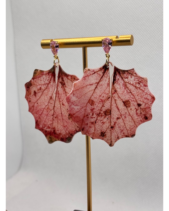 PENDIENTES ARTESANOS DE HOJA NATURAL ESQUELETIZADA