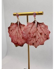 PENDIENTES ARTESANOS DE HOJA NATURAL ESQUELETIZADA