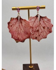 PENDIENTES ARTESANOS DE HOJA NATURAL ESQUELETIZADA
