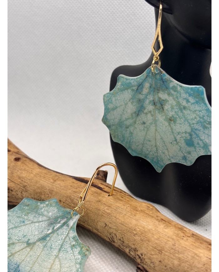 PENDIENTES ARTESANOS DE HOJA NATURAL ESQUELETIZADA