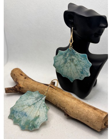 PENDIENTES ARTESANOS DE HOJA NATURAL ESQUELETIZADA