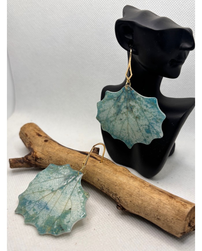 PENDIENTES ARTESANOS DE HOJA NATURAL ESQUELETIZADA