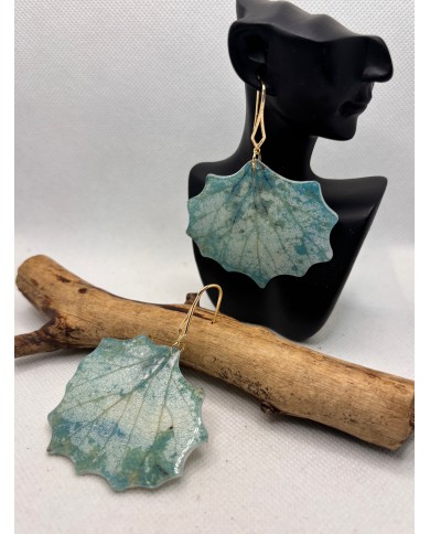 PENDIENTES ARTESANOS DE HOJA NATURAL ESQUELETIZADA
