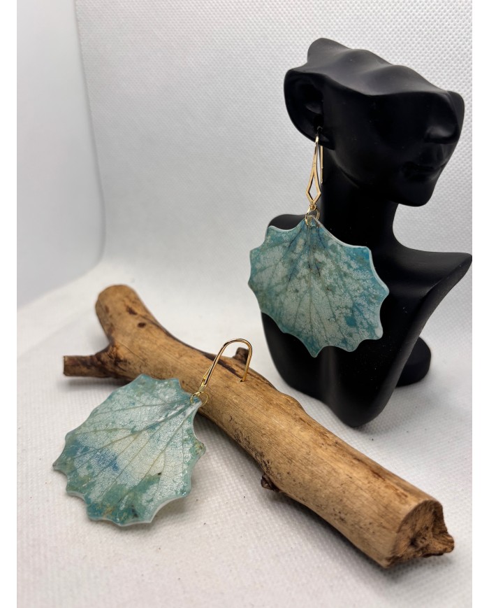 PENDIENTES ARTESANOS DE HOJA NATURAL ESQUELETIZADA