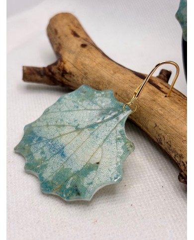 PENDIENTES ARTESANOS DE HOJA NATURAL ESQUELETIZADA