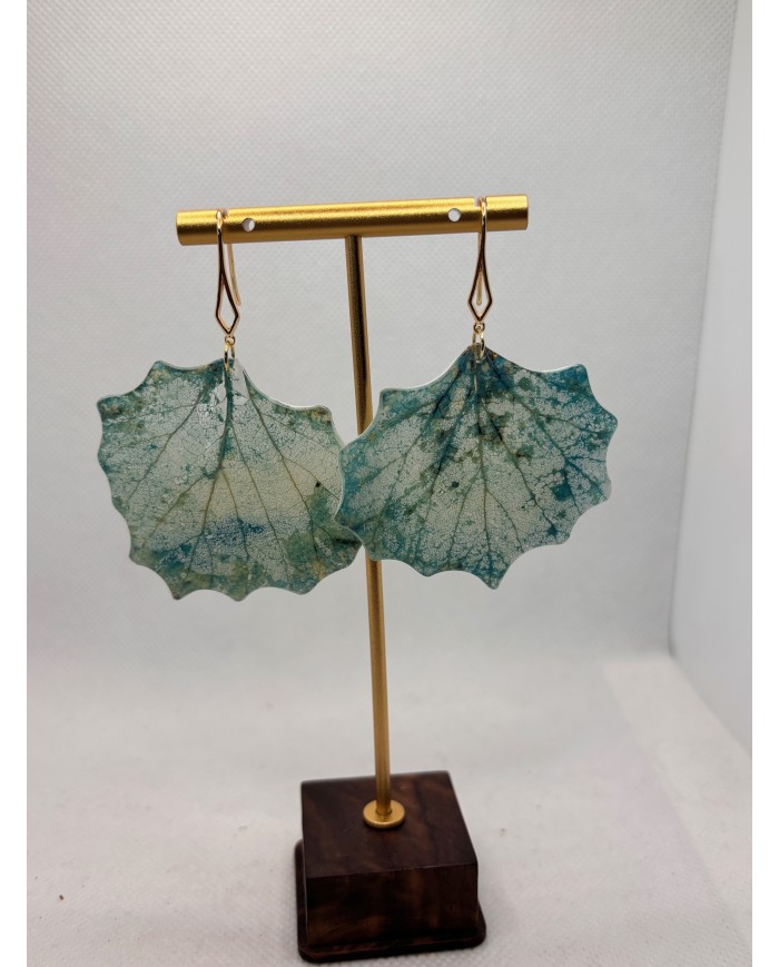 PENDIENTES ARTESANOS DE HOJA NATURAL ESQUELETIZADA