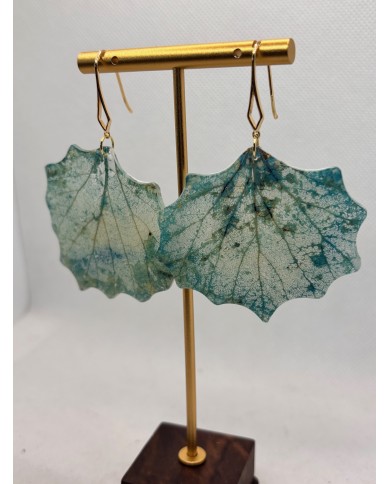 PENDIENTES ARTESANOS DE HOJA NATURAL ESQUELETIZADA