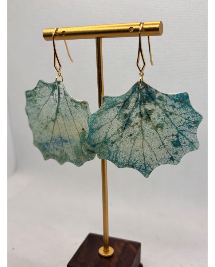 PENDIENTES ARTESANOS DE HOJA NATURAL ESQUELETIZADA