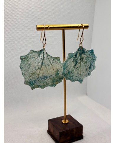 PENDIENTES ARTESANOS DE HOJA NATURAL ESQUELETIZADA