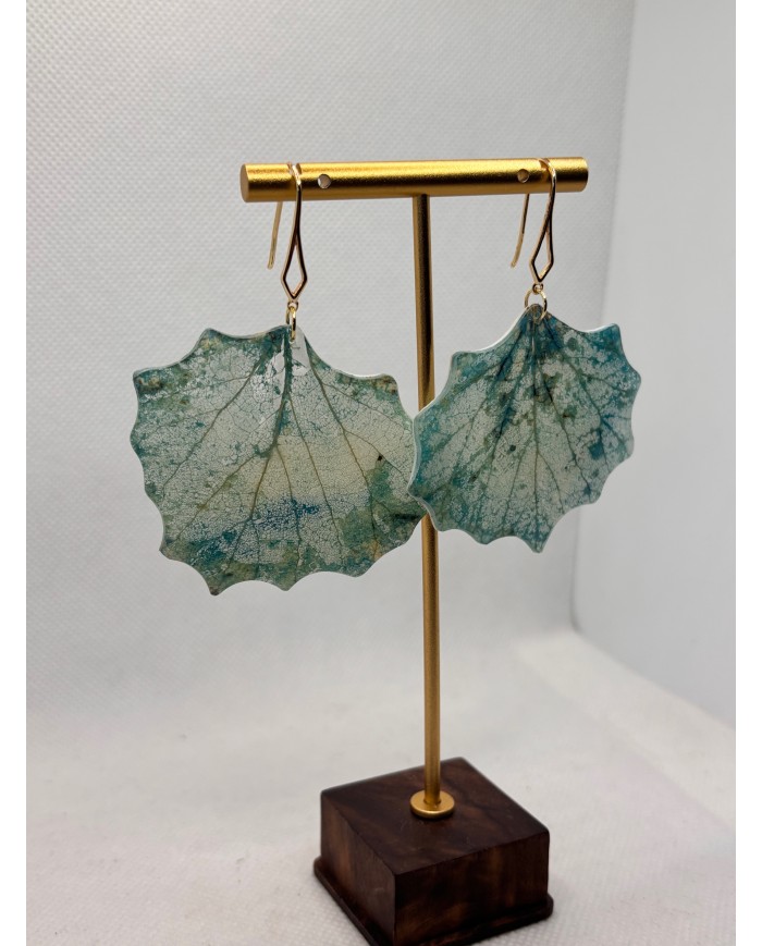 PENDIENTES ARTESANOS DE HOJA NATURAL ESQUELETIZADA