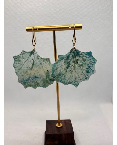 PENDIENTES ARTESANOS DE HOJA NATURAL ESQUELETIZADA