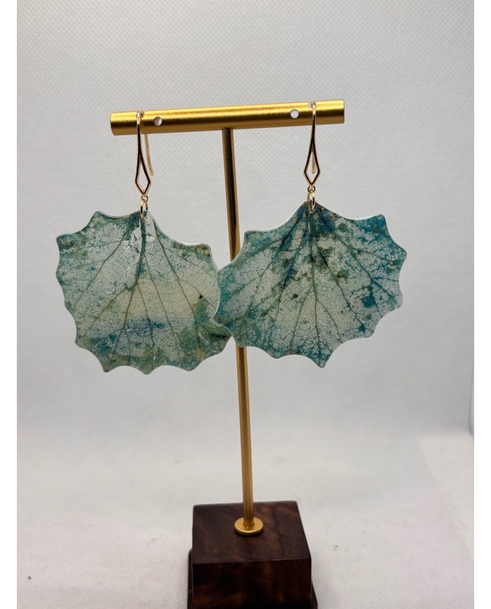 PENDIENTES ARTESANOS DE HOJA NATURAL ESQUELETIZADA