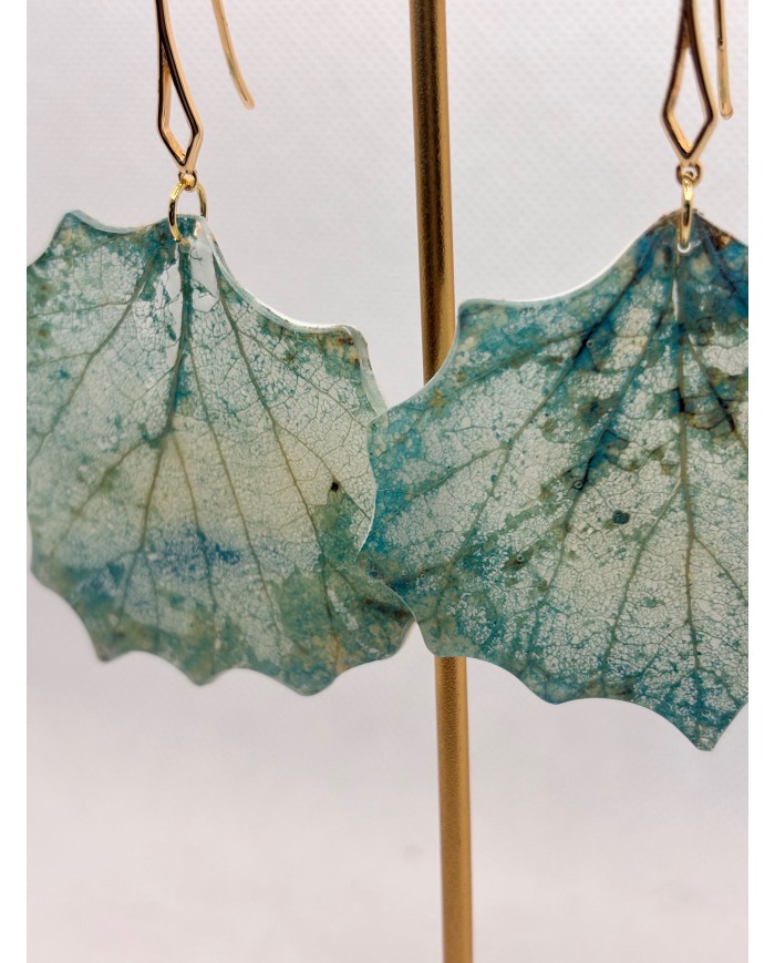 PENDIENTES ARTESANOS DE HOJA NATURAL ESQUELETIZADA