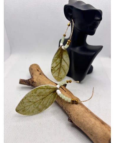 PENDIENTES ARTESANOS DE HOJA NATURAL ESQUELETIZADA
