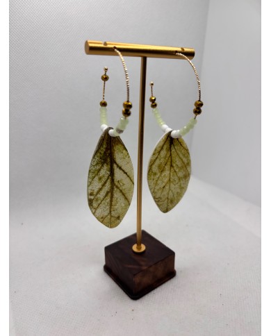 PENDIENTES ARTESANOS DE HOJA NATURAL ESQUELETIZADA
