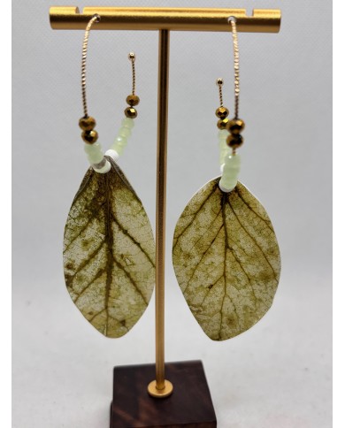 PENDIENTES ARTESANOS DE HOJA NATURAL ESQUELETIZADA